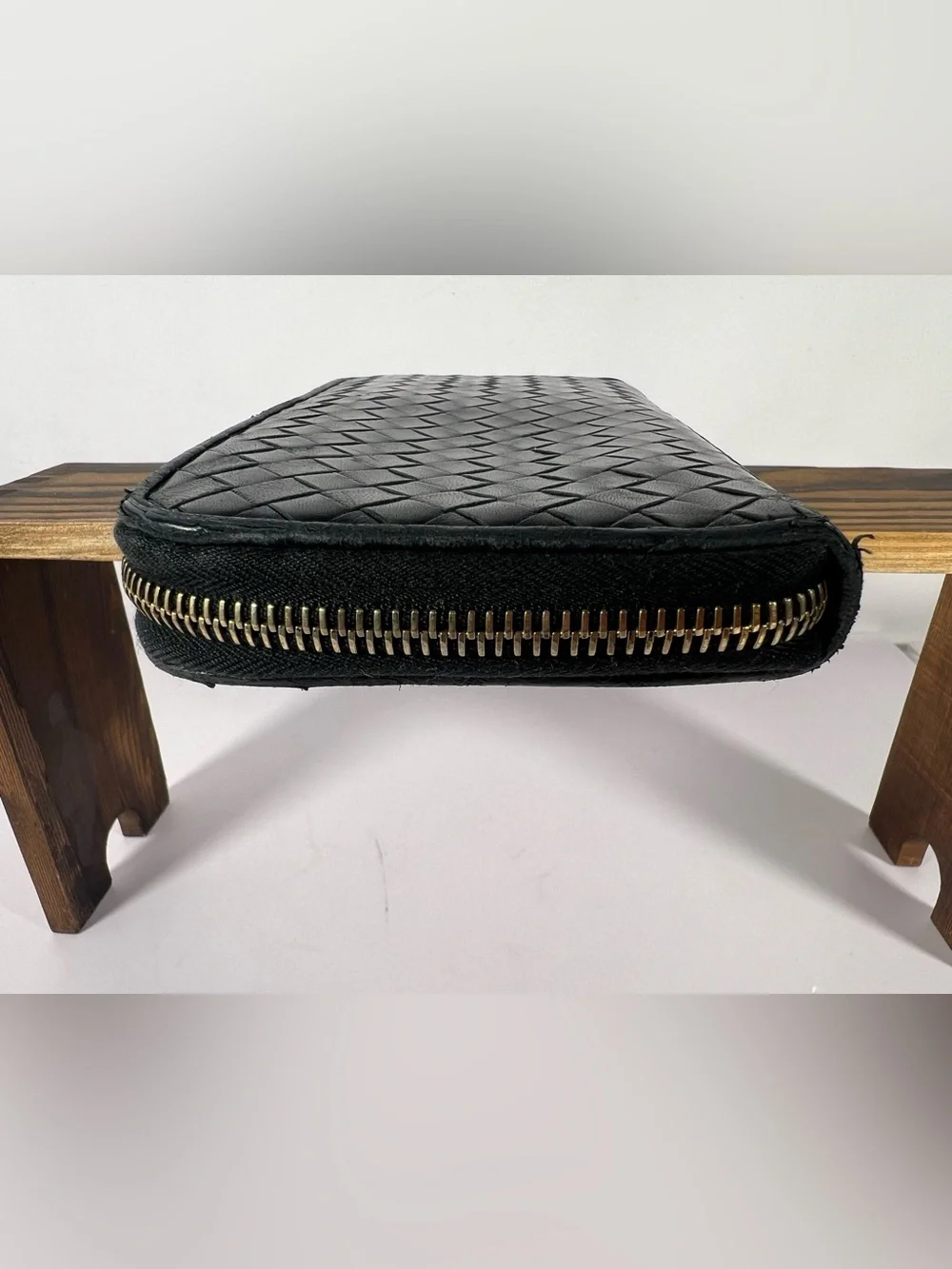 1259: Bottega Veneta Intrecciato Zip Around Leather Continental Wallet
